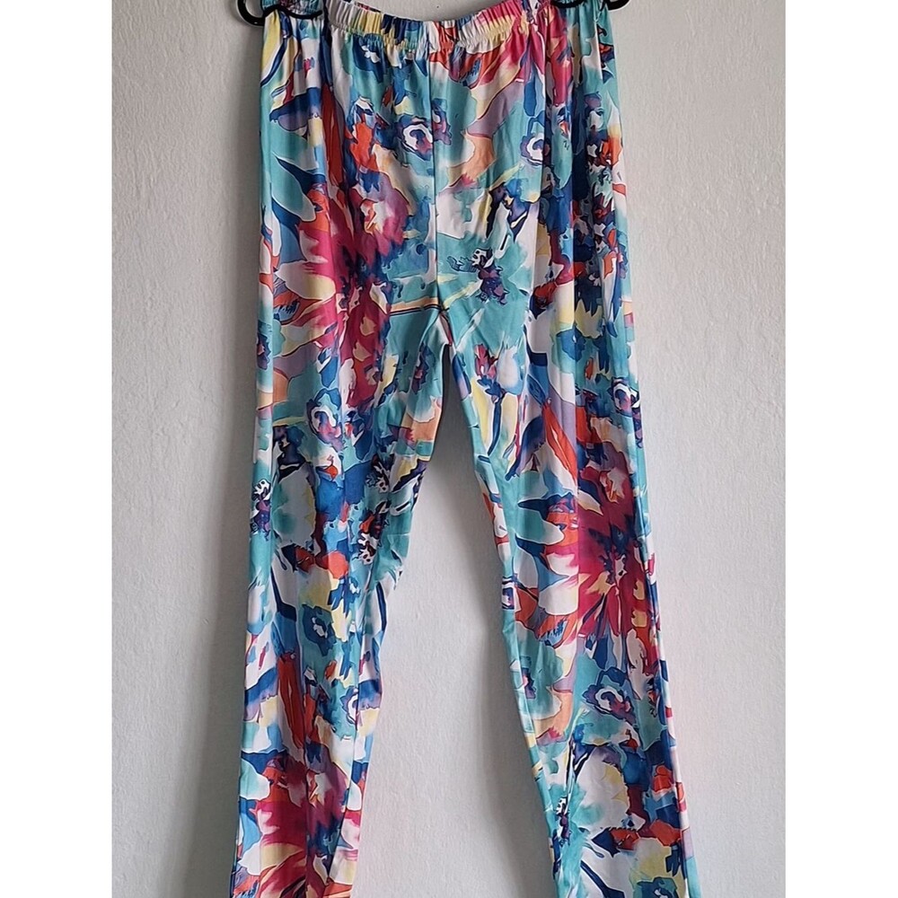 Colorful Floral Print Elastic Waist Leggings